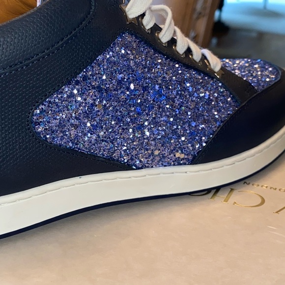 ❤️ Authentic Brand New Jimmy Choo Sneakers, Navy Blue with Blue Crystal Stones - Picture 5 of 11